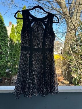 Banana Republic Black and White Sleeveless Fit-and-Flare Mini Dress